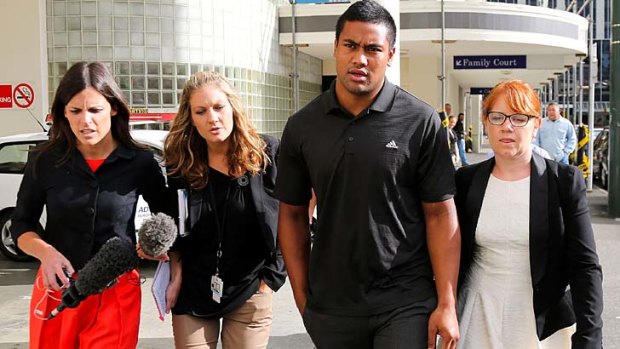 Julian Savea arrives for his hearing at Wellington District Court.