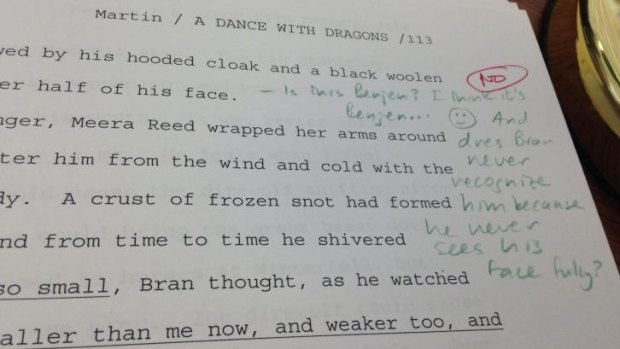 An editor's note on the <i>A Dance with Dragons</i> manuscript.