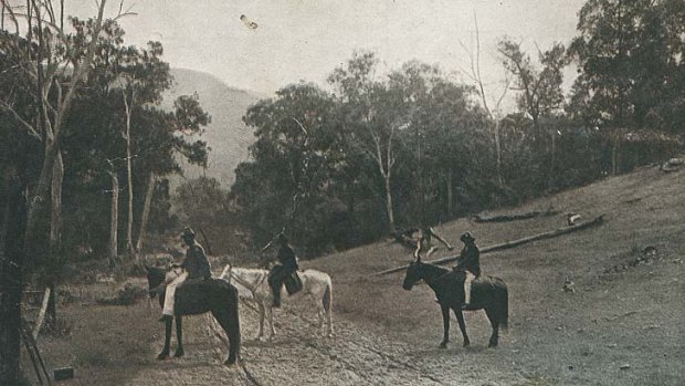 Kelly collectables &#8230; a 1870s postcard featuring (from left) Steve Hart, Dan Kelly and Ned Kelly.
