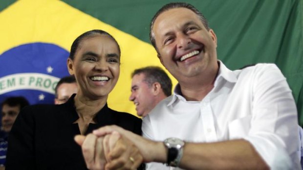 Presidential candidate Eduardo Campos (right) with running mate Marina Silva in 2013. 