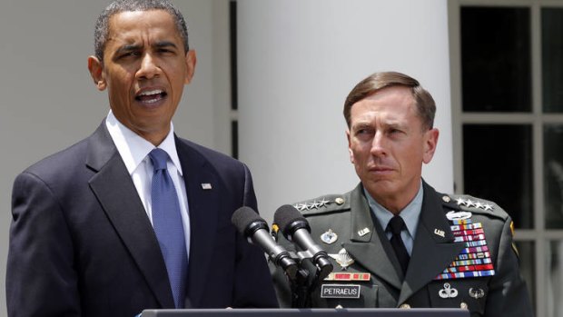 Field of combat ... President Barack Obama with General David Petraeus in 2010.