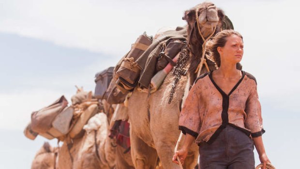 Mia Wasikowska plays Robyn Davidson in the Australian film <i>Tracks</i>.