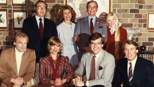 The way we were: The <i>Good Morning Australia</i> crew in late 1981 (front row, from left), Ken Brown, Kerri-Anne Kennerley, Gordon Elliott, Ron Wilson; back row, from left, Laurie Oakes, Di Morrissey, Buzz Kennedy and Karen Moregold.