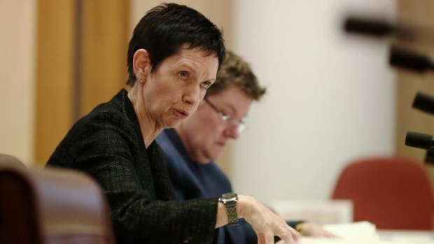  Department of Parliamentary Services chief Carol Mills during an estimates hearing at Parliament House.