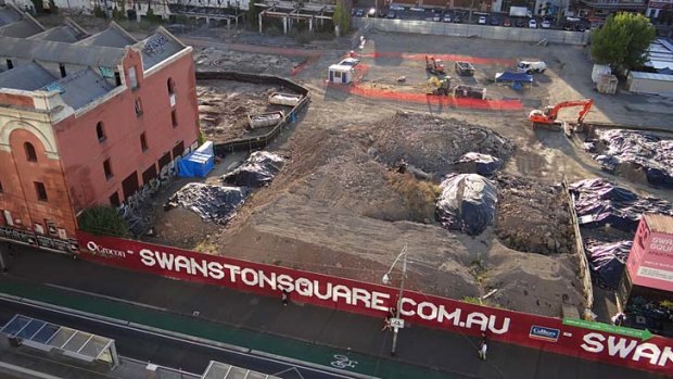 The site of last Thursday's wall collapse, pictured in 2012, has seen a procession of failed developments since being cleared.