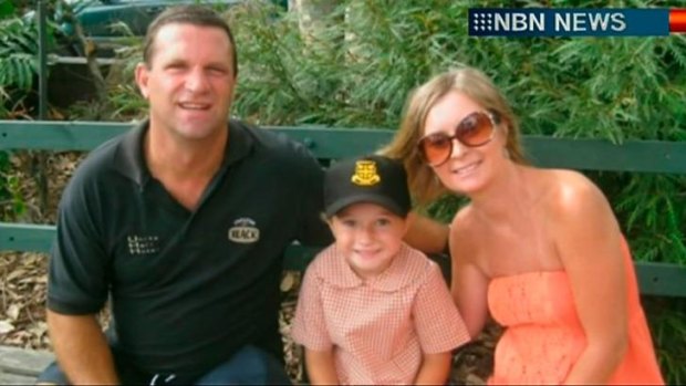 Killed in Los Angeles: Former Balmain Tigers winger Gary Mara, with his wife, Julianne, and daughter, Olivia.