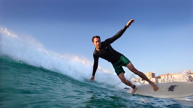 "It's the ocean, it's unpredictable" ... Chris Prestidge, 33, who has been surfing for 15 years, suffered a deep leg gash at Crescent Head after hitting a rock.