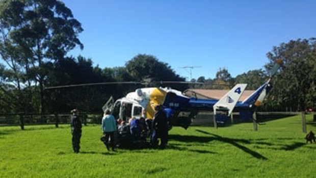 Tracy Grimshaw had to be flown to hospital.