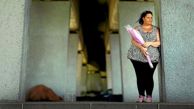 Jaylee Watton-Perry, daughter of murdered homeless man Wayne 'Mousey' Perry, at the railway underpass in Enterprize Park.