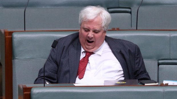 Clive Palmer yawns during question time this week.