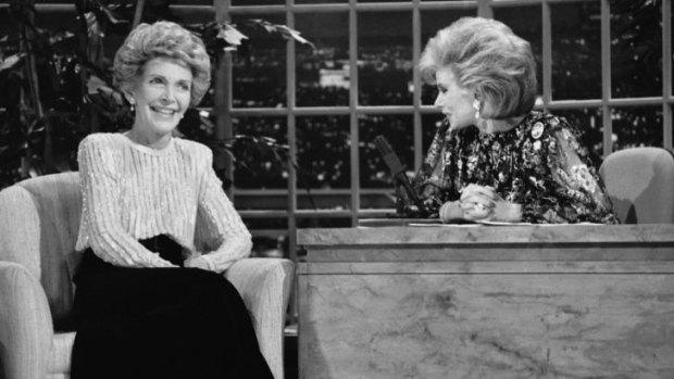 Timeless: Joan Rivers, right, talks with Nancy Reagan on The Late Show Starring Joan Rivers in 1986. 