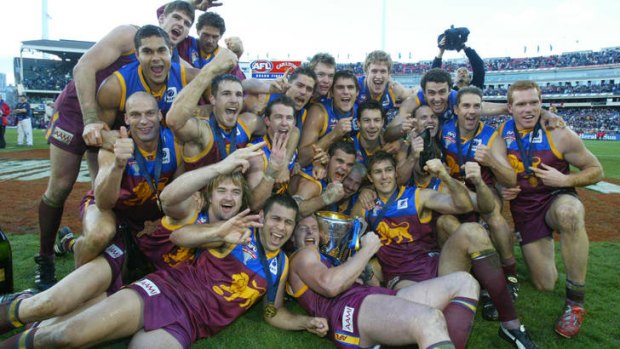 The victorious Brisbane Lions after the 2003 Grand Final victory.