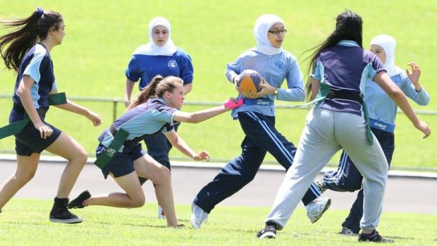 Girls from the Australian Islamic College in their debut match.