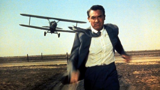 Cary Grant in the famous cropduster scene from <i>North by Northwest</i>.