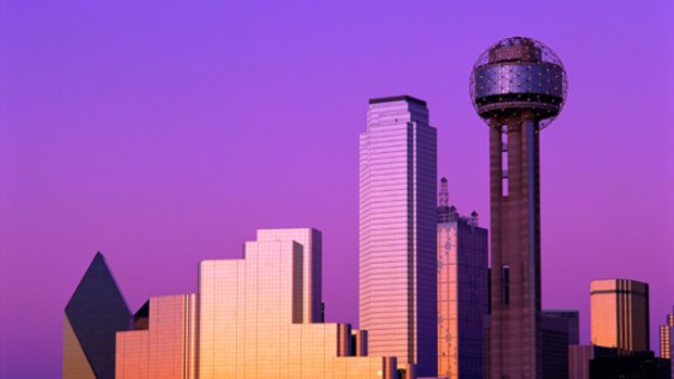 Stocks rising ... the glittering skyline of Dallas.