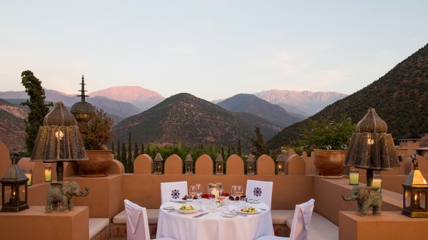 Dinner on the roof terrace at Kasbah Tamadot.