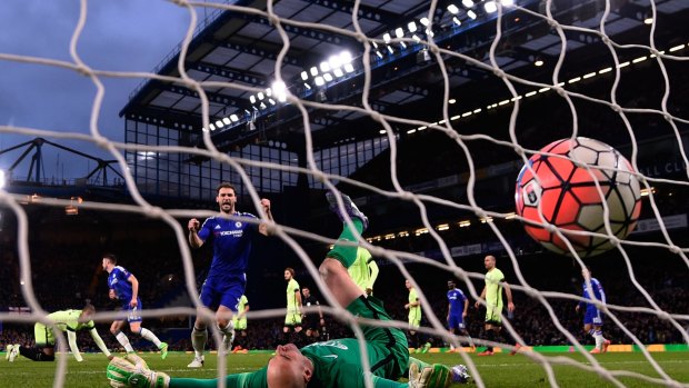 Blue Monday: Branislav Ivanovic celebrates Gary Cahill's goal for Chelsea.