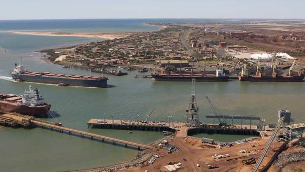 The busy Port Hedland harbour.