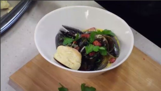 Manu's speck and cider mussels probably don't look like this: Court and Duncan put a twist on his recipe for MKR challenge.