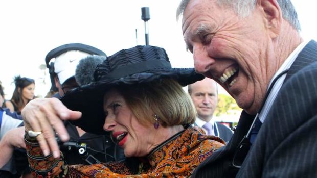 John Singleton with Gai Waterhouse: He faces ban on owning racehorses if he does not give names.