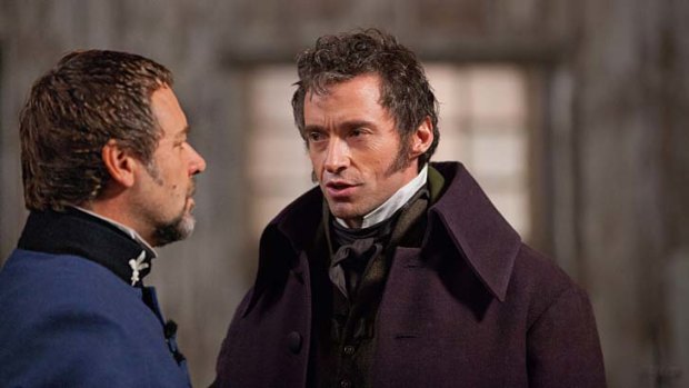 Hugh Jackman with Russell Crowe in <i>Les Miserables</i>.