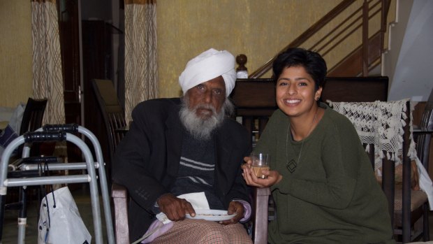 Melbourne chai maker Uppma Virdi (right) who founded the brand Chai Walli based on the recipe of her grandfather, Ayurvedic healer Pritam Singh Virdi  pictured in Chandigarh, in the Punjab, in India. 