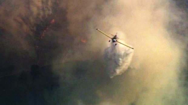 Water bombers fight Toowoomba bushfire.