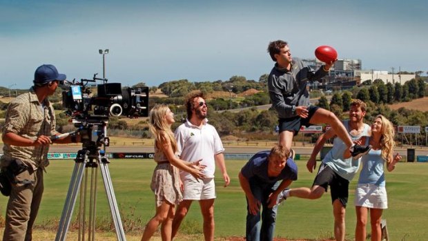 Skills on the up: Actors in the football movie Blinder, which is being filmed at Torquay, work on their sporting prowess.