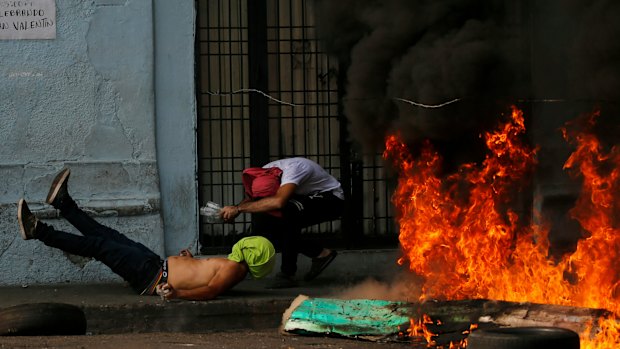 Fiery scenes near Venezuela's border with Colombia on Saturday.