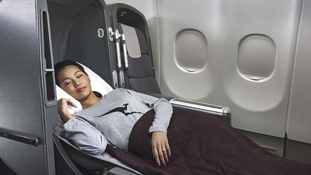 Complimentary plane pyjamas in Qantas business class takes flying to a whole new comfort level.