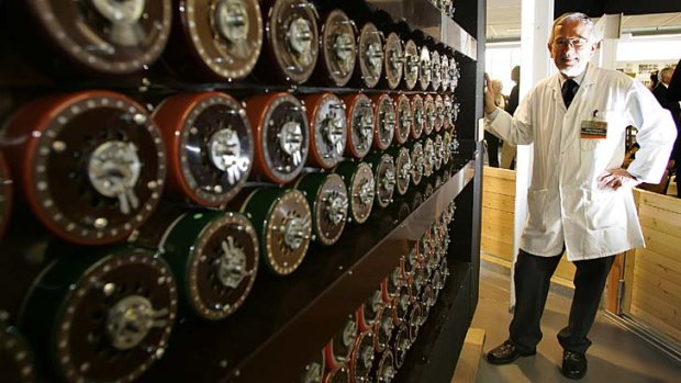 A replica of the Turing Bombe machine that played a crucial part in cracking the Nazi Enigma Code.