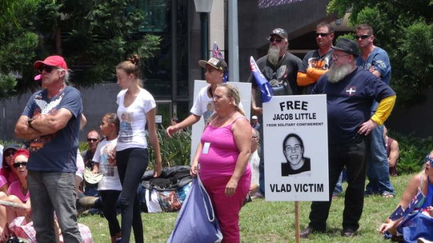 Protesters opposing Queensland's VLAD anti-bikie laws meet to call for the release of the 'Yandina Five'