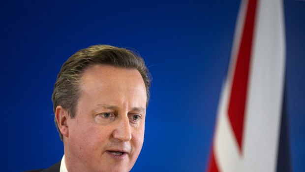 David Cameron at a news conference following a meeting of EU leaders in Brussels.