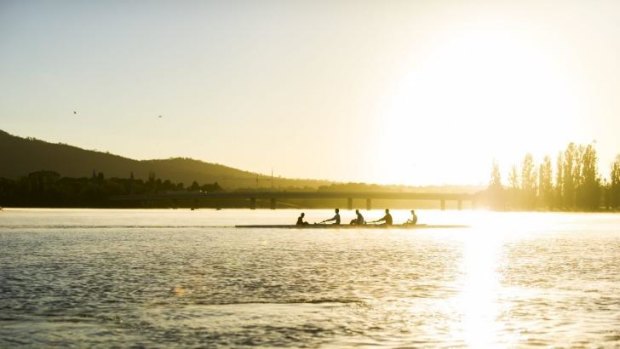 The ANU Boat Club celebrate the 50th anniversary since the Federal Department of Interior allowed rowing on Lake Burley Griffin on 18th April 1964.