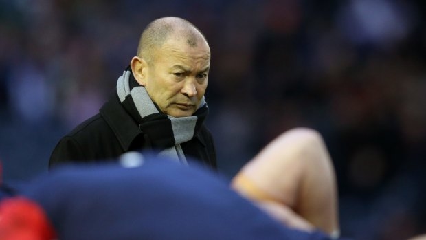 Watchful eye: Eddie Jones observes England's warm-up ahead of Saturday's match against Scotland.