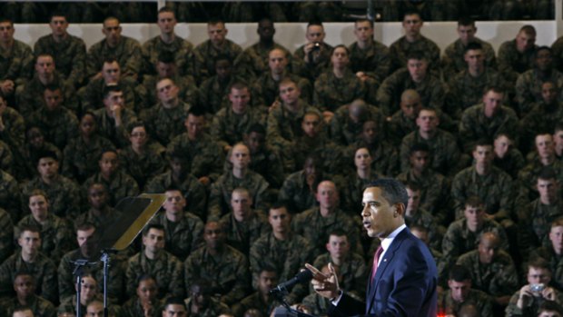 "Today I've come to speak to you about how the war in Iraq will end"... President Barack Obama at Camp Lejeune, North Carolina, on Friday.