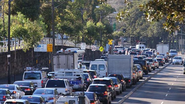 Life in the slow lane: Morning peak-hour traffic congestion on Broadway. New analysis shows traffic in the harbour city is the worst in the country.