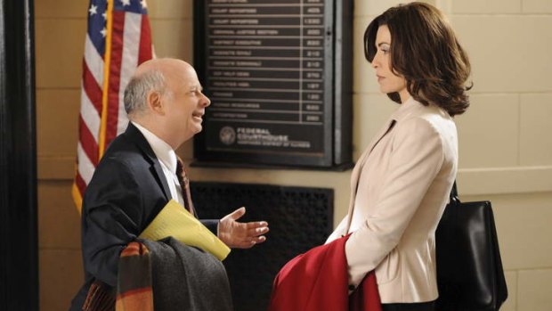 <i>The Good Wife</i> episode <i>Running with the Devil</i>, starring Wallace Shawn as Charles Lester and Julianna Margulies as Alicia Florrick.
