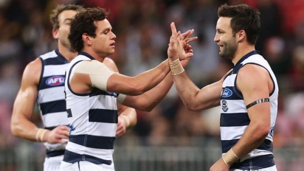 Jimmy Bartel, right, will have to play consistently better if the Cats are to be a finals chance.