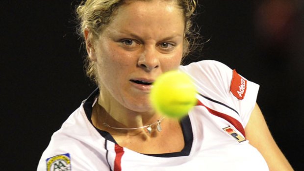 An eye for detail . . . reigning US Open champion Kim Clijsters made short work of Canadian qualifier Valerie Tetreault in her first-round match yesterday.