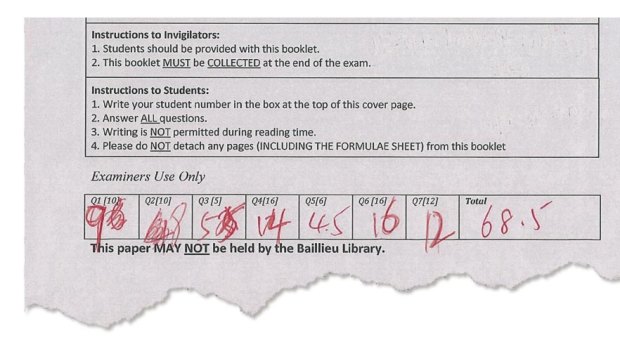 Four exam papers belonging to the same student were altered in other offices across Melbourne University's Parkville campus