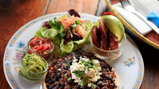 Arepas with black beans and feta from Sonido.