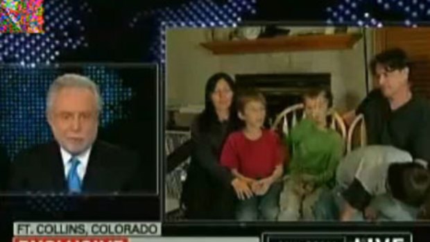 'We did this for the show' ... Richard Heene (bottom right, with his son Falcon) tells CNN's Wolf Blitzer (top) that he is appalled at suggestions that the balloon incident (bottom left) was just a hoax.