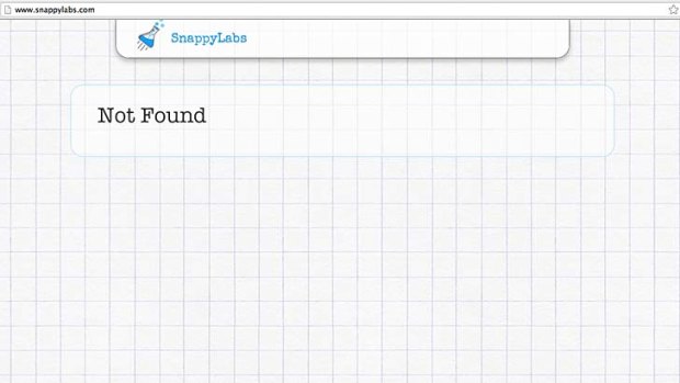 'Not found': The Snappy Labs website.