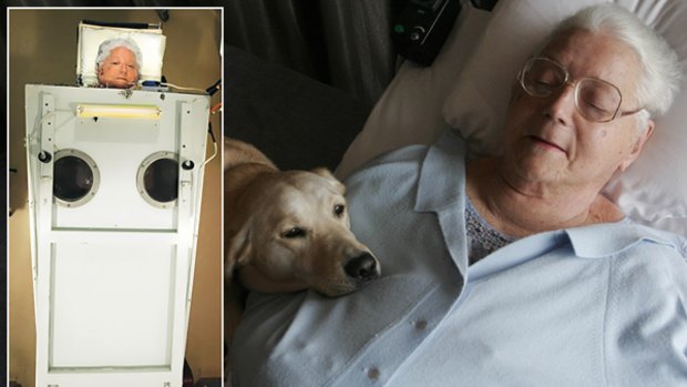 FILE PHOTOS: June Middleton photographed in 2004 in her iron lung and last year with her dog, Angel.