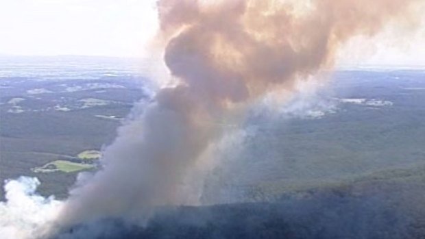 A bushfire is burning in Bunyip State Park, east of Melbourne.