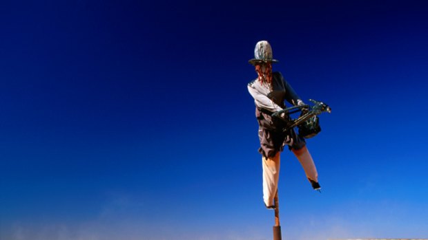 Treasures ... a sculpture above Coober Pedy opal diggings.