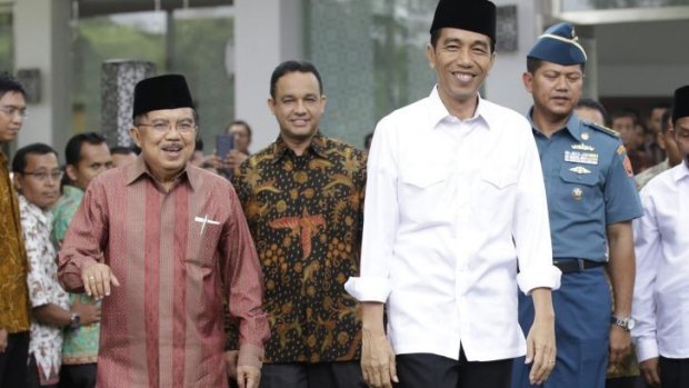 Indonesian President Joko Widodo, right, with Vice-President Jusuf Kalla.