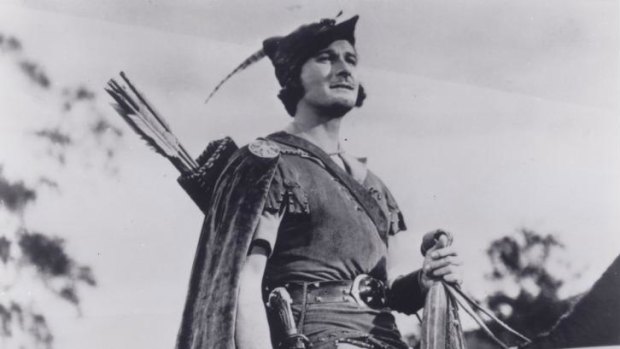 Errol Flynn in a publicity shot from <i>The Adventures of Robin Hood.</i> 