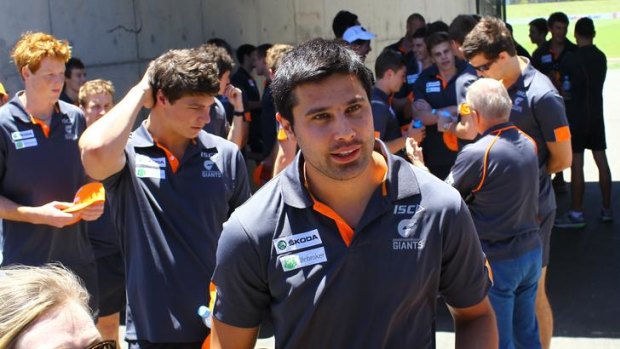 Setanta O'Hailpin with the AFL's newest team Greater Western Sydney Giants.